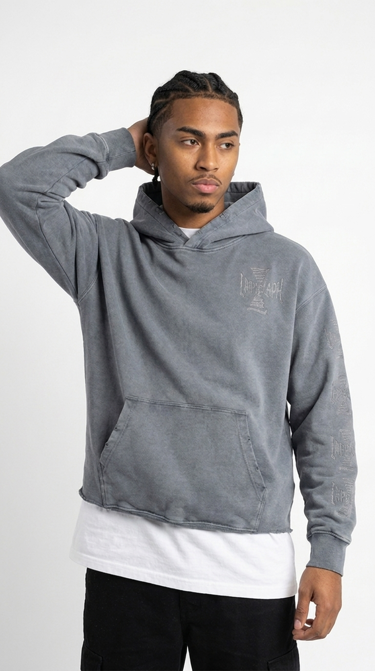 SWEAT-SHIRT CAPUCHE DISTRESSED CROSS